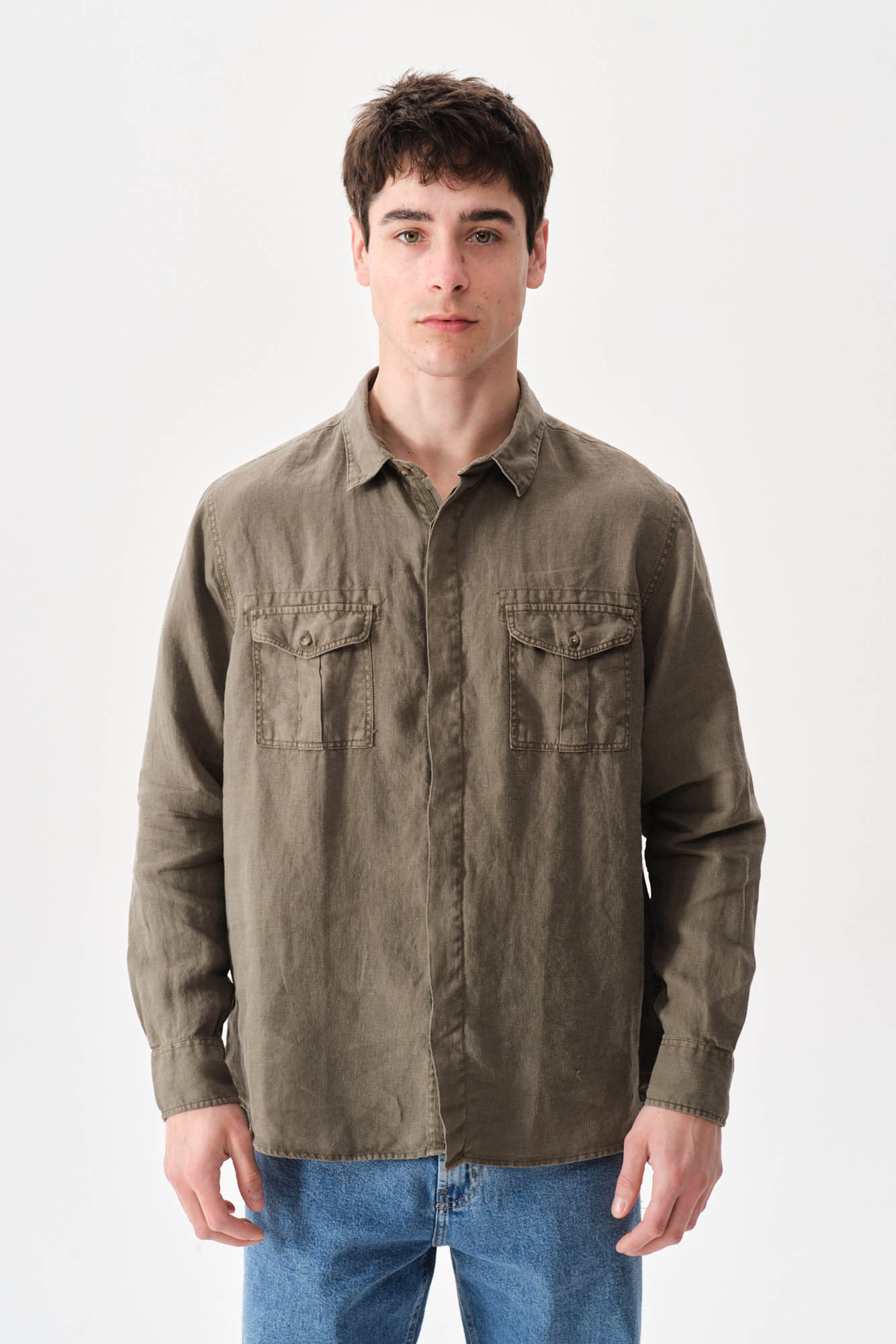 CAMISA SAFARI LINO 100%